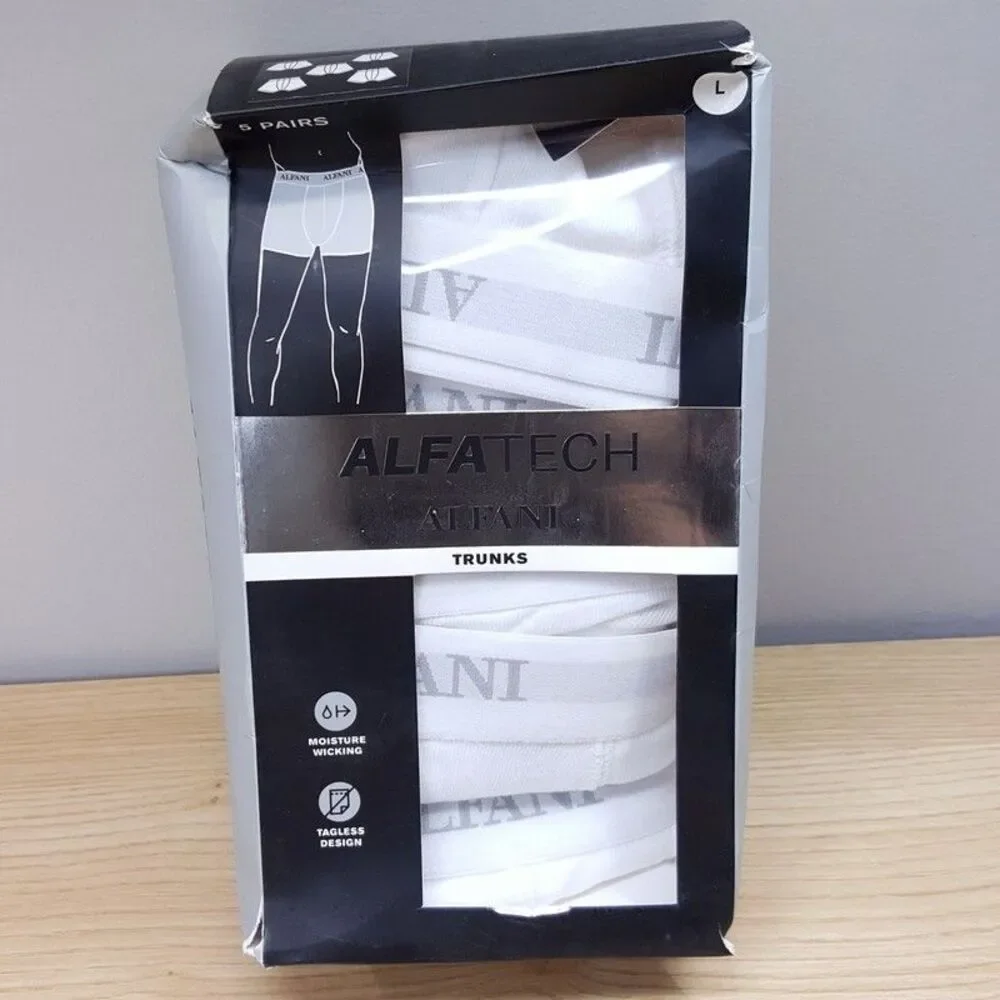 ALFANI Boxer Briefs Mens Large White 5-Pack Trunk Alfatech Tagless Wicking